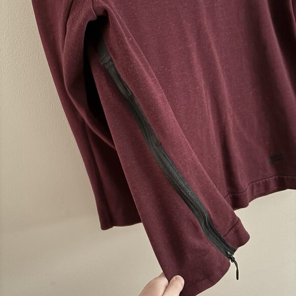 Nike Men Size L Burgundy Side Zip Sportswear Tech Fleece Funnel Neck Hoodie - Picture 6 of 13